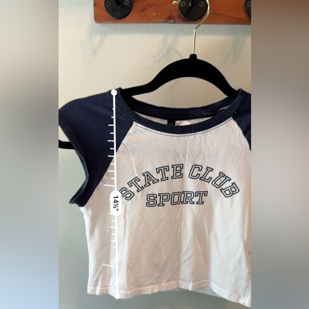 Divided By H&M Navy & White Cropped Tee State Club Sport  Size XS - Picture 6 of 9